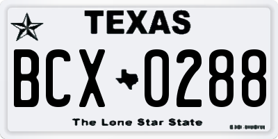 TX license plate BCX0288