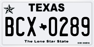 TX license plate BCX0289