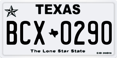 TX license plate BCX0290