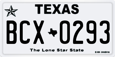 TX license plate BCX0293