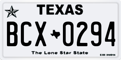 TX license plate BCX0294