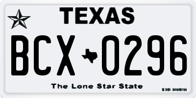 TX license plate BCX0296