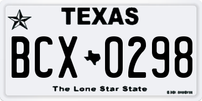TX license plate BCX0298