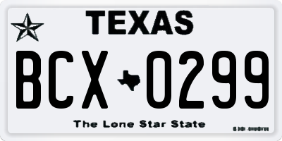 TX license plate BCX0299