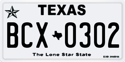 TX license plate BCX0302