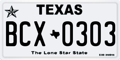 TX license plate BCX0303