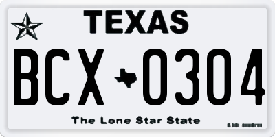 TX license plate BCX0304