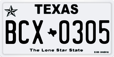 TX license plate BCX0305