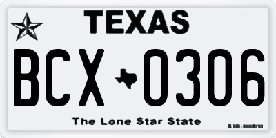 TX license plate BCX0306