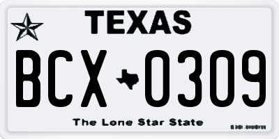 TX license plate BCX0309