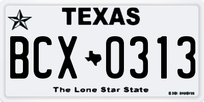 TX license plate BCX0313