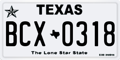 TX license plate BCX0318