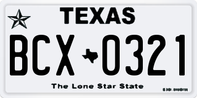 TX license plate BCX0321