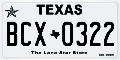 TX license plate BCX0322