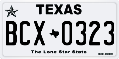 TX license plate BCX0323