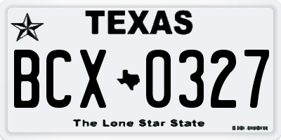 TX license plate BCX0327
