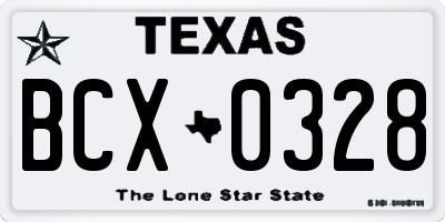TX license plate BCX0328