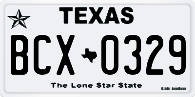 TX license plate BCX0329