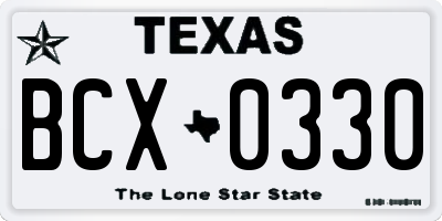TX license plate BCX0330