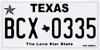 TX license plate BCX0335