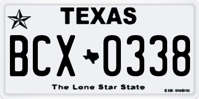 TX license plate BCX0338