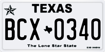 TX license plate BCX0340