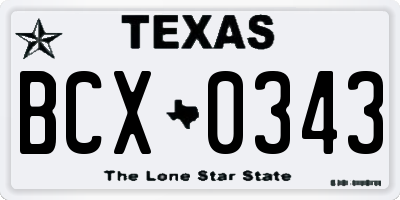 TX license plate BCX0343