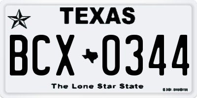 TX license plate BCX0344