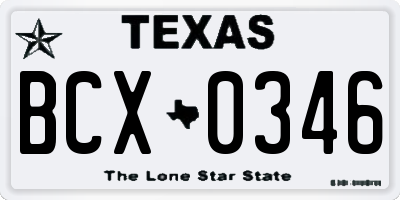 TX license plate BCX0346