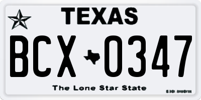 TX license plate BCX0347