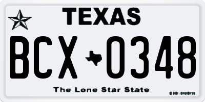 TX license plate BCX0348