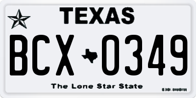 TX license plate BCX0349