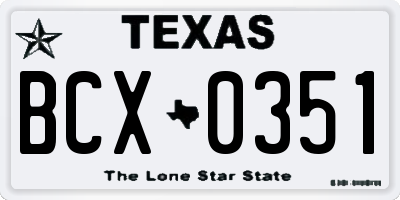 TX license plate BCX0351