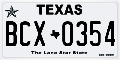 TX license plate BCX0354