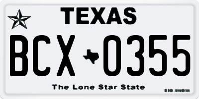TX license plate BCX0355