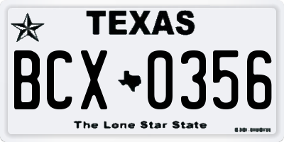 TX license plate BCX0356
