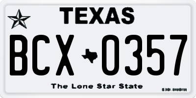 TX license plate BCX0357