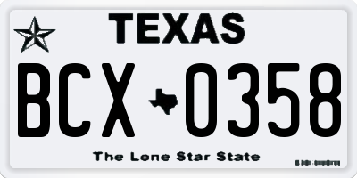 TX license plate BCX0358