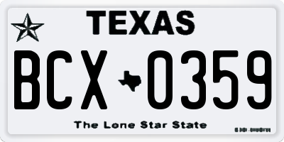 TX license plate BCX0359