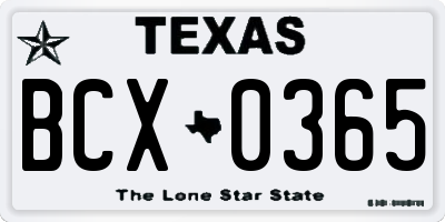 TX license plate BCX0365