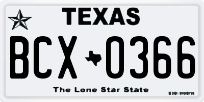 TX license plate BCX0366