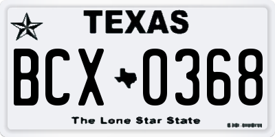 TX license plate BCX0368