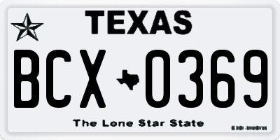 TX license plate BCX0369