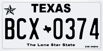 TX license plate BCX0374