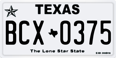 TX license plate BCX0375