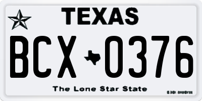 TX license plate BCX0376