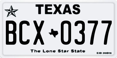 TX license plate BCX0377