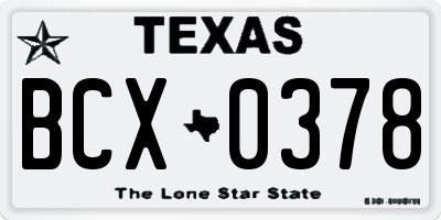 TX license plate BCX0378