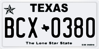 TX license plate BCX0380