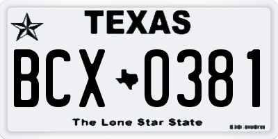 TX license plate BCX0381